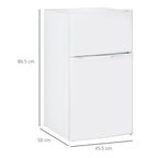 88L Under Counter Fridge Freezer, Small Refrigerator with 5-Setting, 3 Star Freezer Rating, White