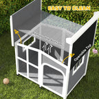 PawHut Wooden Dog Kennel with Removable Floor, Asphalt and Openable Roof, Giant Window for Large Dogs, Charcoal Grey