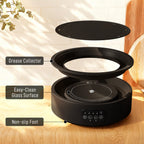 Electric Ceramic Hob with Grill Plate, Multifunctional 36cm Plug in Electric Hob with 4 Heat Levels for All Type Pot