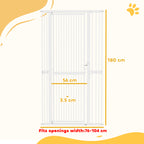 PawHut 180cm Extra Tall Pet Gate with 3.5 cm Narrow Gap, Pressure Mounted No Drilling Cat Gate for Doorways, 77-104cm Width
