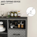 HOMCOM Sideboard with Adjustable Shelf, Freestanding Sideboard Storage Cabinet with Open Compartment and 2 Drawers, Grey