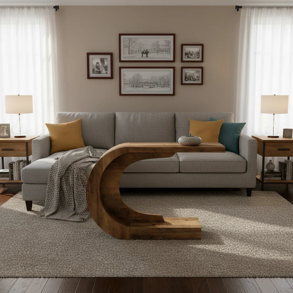 Sculptural Crescent Console/ Lamp Table