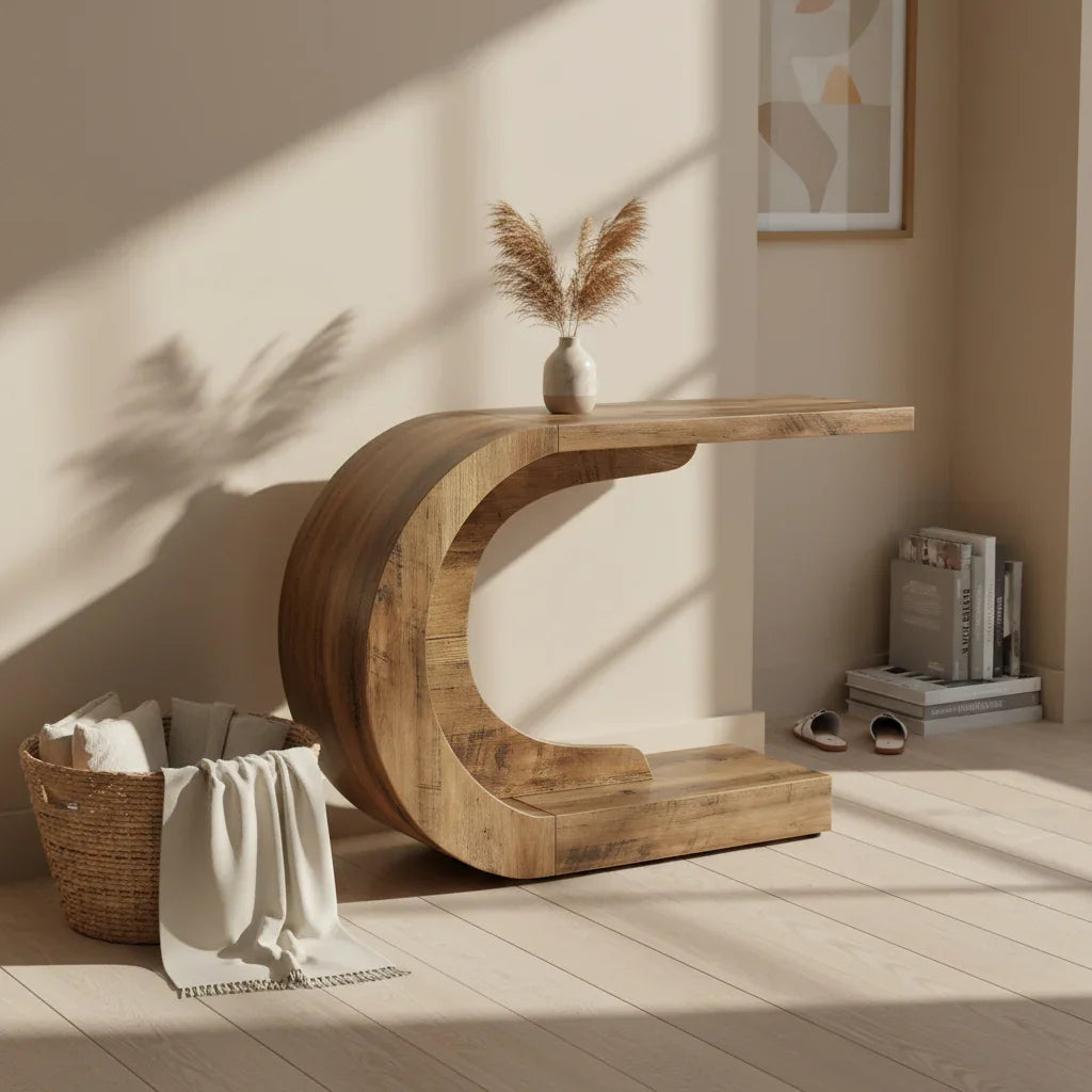 Sculptural Crescent Console/ Lamp Table