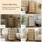 HOMCOM Chest of Drawers, 4 Fabric Drawers Narrow Dresser with Bamboo Frame, Cream White