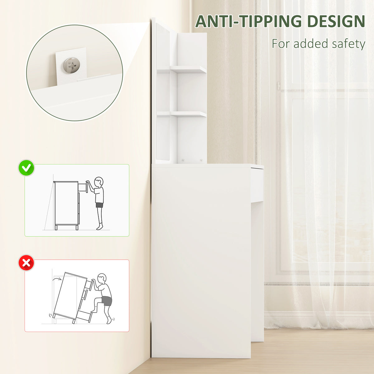 Dressing Table with Mirror and Storage - White