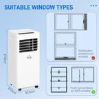 7000 BTU Air Conditioning Unit, 3-in-1 Portable Air Conditioner, Dehumidifier, Cooling Fan with 2 Speeds, 24H Timer, Remote Control, Digital Display, Window Venting Kit, 26m²