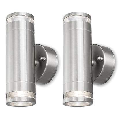 4lite Marinus GU10 Bi-Directional Outdoor Wall Light without PIR - Stainless Steel