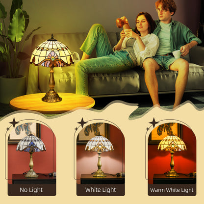 Tiffany Stained Glass Table Lamp, Handmade Antique Bedside Lamp, Decorative Night Light for Bedroom, Living room, Home, Nightstand