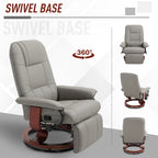 HOMCOM Reclining Swivel Chair, with Footrest - Grey