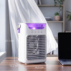 Air Cooler with Adjustable Head, Portable Air Conditioner with 3 Wind Speed, 2 Cool Mist, RGB Light, White