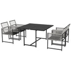 Outsunny Five-Piece Metal Dining Set, with Folding Back Chairs, Light Grey
