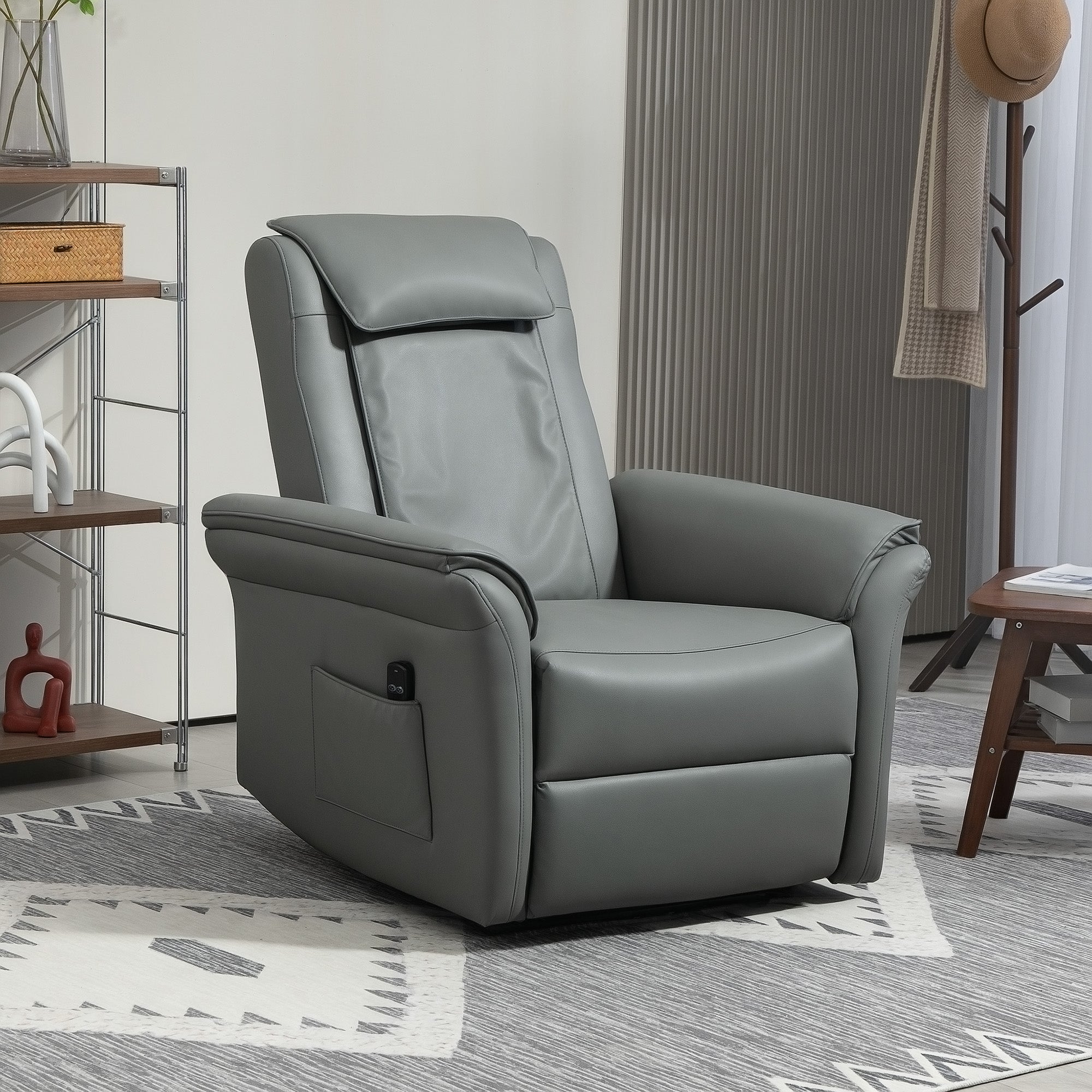 HOMCOM Kneading Faux Leather Electric Massage Recliner - Grey