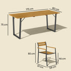 Outsunny Seven-Piece Wood Panel Patio Dining Set - Brown/Black