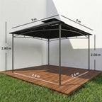 Outsunny 3 x 3 m Gazebo, Garden Gazebo with 2-Tier Roof, Metal Frame, Black