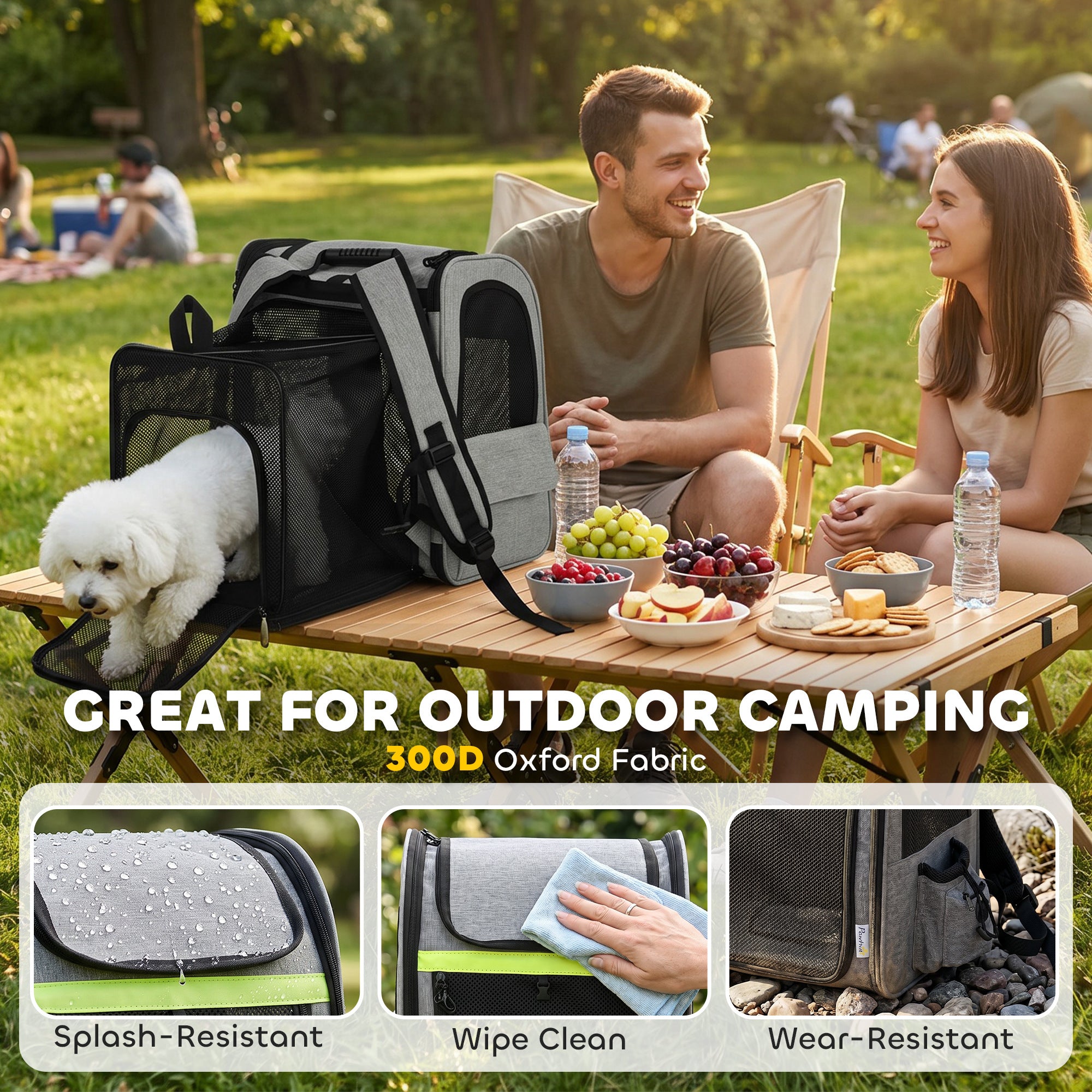 PawHut Dog Carrier Backpack Expandable, Breathable Pet Carrier Bag for Small Puppy Cat with Reflective Strip for Travel Hiking