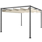 Outsunny 3x2m Metal Pergola with Retractable Roof, Garden Gazebo Canopy Shelter for Outdoor, Patio, Cream White