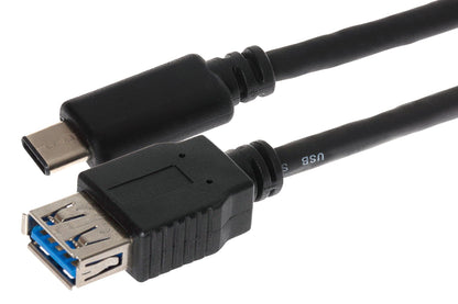 Maplin Pro USB-C Male to USB-A 3.1 Female Gen 2 60W Super Speed Data Transfer & Charging Adapter Cable - Black, 1m