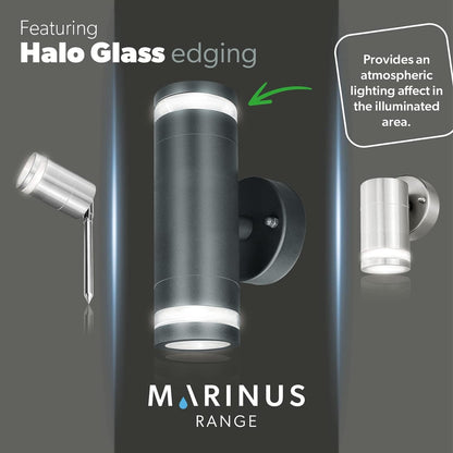 4lite Marinus GU10 Bi-Directional Outdoor Wall Light without PIR - Stainless Steel