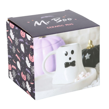 Mr Boo Ghost Shaped Mug with Bow Tie