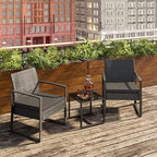 Mondeer Rattan Garden Furniture Set, 3 PCS Patio Bistro Set, 2 Seater Rattan Chairs with Cushions and Coffee Table in Black