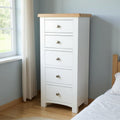 Slim 5 Drawer Tall Chest, Painted White