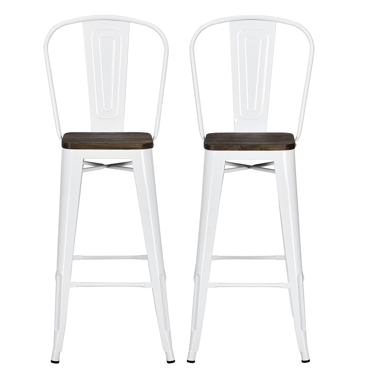 Luxor 30 Inch Metal Barstool Set of 2 White
