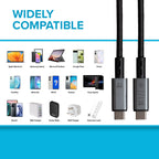 Maplin USB-C to USB-C V5.0 8K 240W PD Braided Cable - Black, 1m