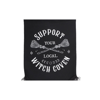 Support Your Local Witch Coven Hanging Fabric Banner