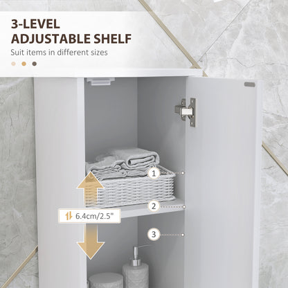 Tall Bathroom Storage Cabinet with Doors, Slim Bathroom Storage Unit with Adjustable Shelves, Freestanding Bathroom Storage Unit, White