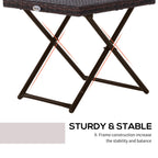 Outsunny Folding Rattan Garden Coffee Table, Small Square Outdoor Bistro Side Table with Rattan Top for Patio, Balcony, Porch, 40 x 40 x 40 cm, Brown