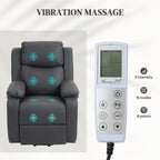 HOMCOM Riser and Recliner Chair with Vibration Massage, PU Leather Power Lift Chair for Elderly, Dark Grey
