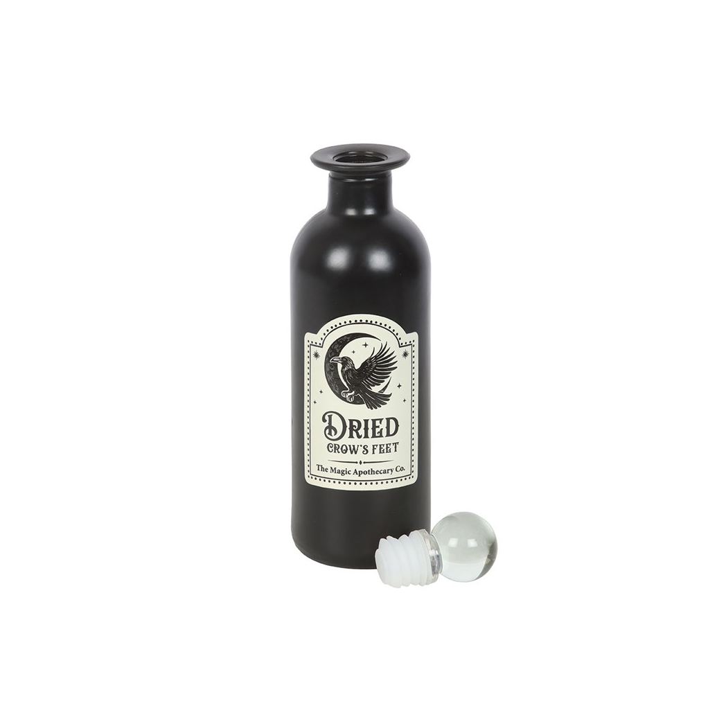 Dried Crow's Feet Decorative Glass Potion Bottle