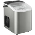 Ice Maker Machine Countertop, 9 Cubes Ready in 7 Mins, 12 KG in 24Hrs, 2 Sizes of Bullet, Self-Cleaning Ice Machine with Handle, Scoop & Basket for Home Kitchen Office RV, Stainless Steel