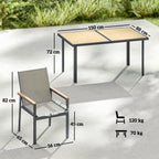 Outsunny Seven-Piece Metal Garden Dining Set, with Glass-Top Table - Khaki