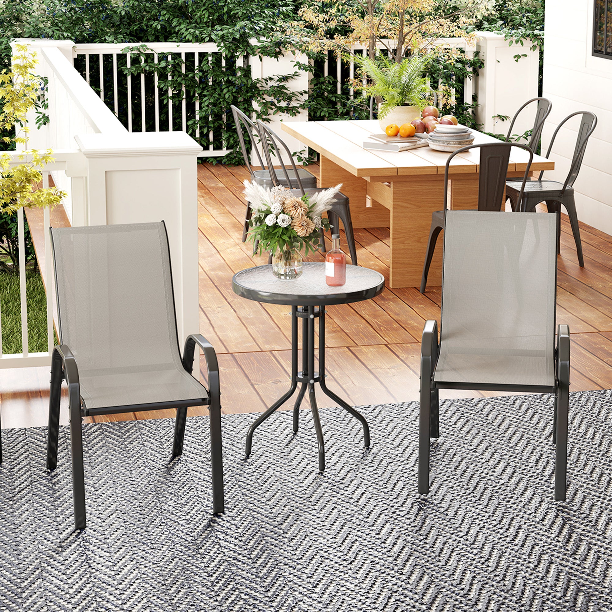 Outsunny Three-Piece Outdoor Garden Set - Light Grey
