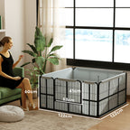 PawHut Steel Dog Whelping Box with Washable Whelping Pad, Wind-Resistant Cloth, for Small, Medium Dogs, 122 x 122 x 60cm