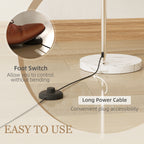 Floor Lamp for Living Room, Modern Standing Lamp with Shade & Foot Switch for Bedroom, Office, Orange