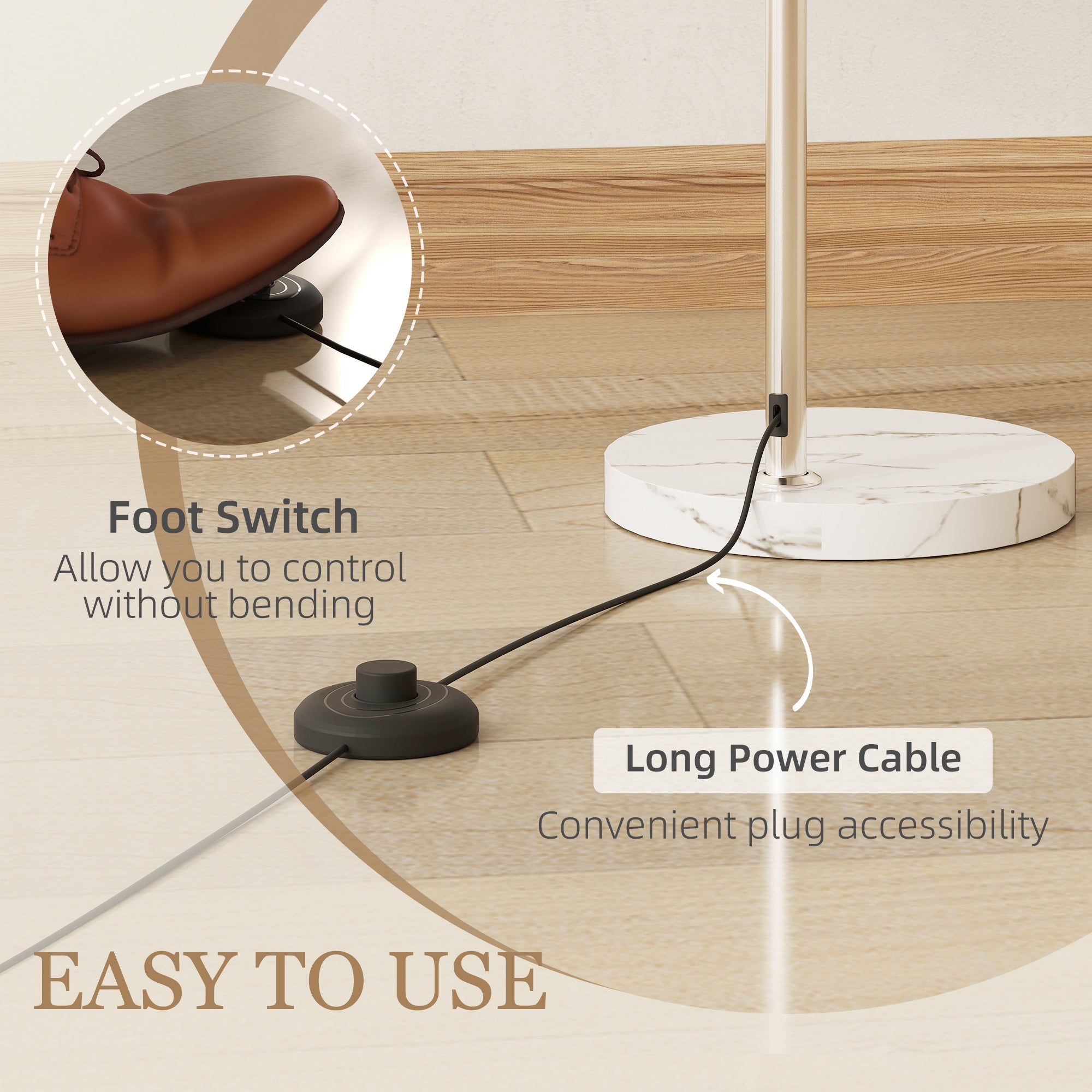 Floor Lamp for Living Room, Modern Standing Lamp with Shade & Foot Switch for Bedroom, Office, Orange