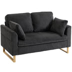 HOMCOM 2 Seater Sofa, 140 cm Loveseat Sofa with Spring Cushions, Metal Legs, 2 Pillows, Dark Grey