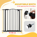 PawHut Pressure Fit Dog Stair Gate No Drilling Safety Gate Auto Close for Doorways, Hallways, 74-80cm Adjustable, 94cm Tall, Black