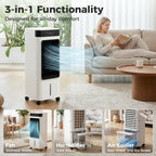 Portable Air Cooler, 3-In-1 Evaporative Air Cooler with 7 Litre Water Tank, 48° Oscillation, White