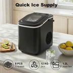 Countertop Ice Maker Machine 9 Cubes in 7 Mins Portable Ice Machine Ice Scoop and Basket 2 Sizes Black