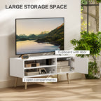 TV Stand up to 55 Inches, TV Unit with Open Shelves and Cable Holes - White