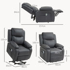 HOMCOM Riser and Recliner Chair with Vibration Massage, PU Leather Power Lift Chair for Elderly, Dark Grey