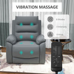HOMCOM Electric Riser and Recliner with 8 Vibration Massage, PU Leather Power Lift Recliner Chair for Living Room with Side Pockets, Footrest, Grey