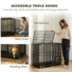 PawHut Heavy Duty Dog Crate, Dog Cage with Wheels for Small Medium Breeds, Metal Pet Kennel with Removable Tray