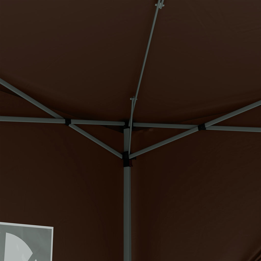 Outsunny 3 x 3 m Pop Up Gazebo, Wedding Party Canopy Tent Marquee with Carry Bag and Windows, Coffee