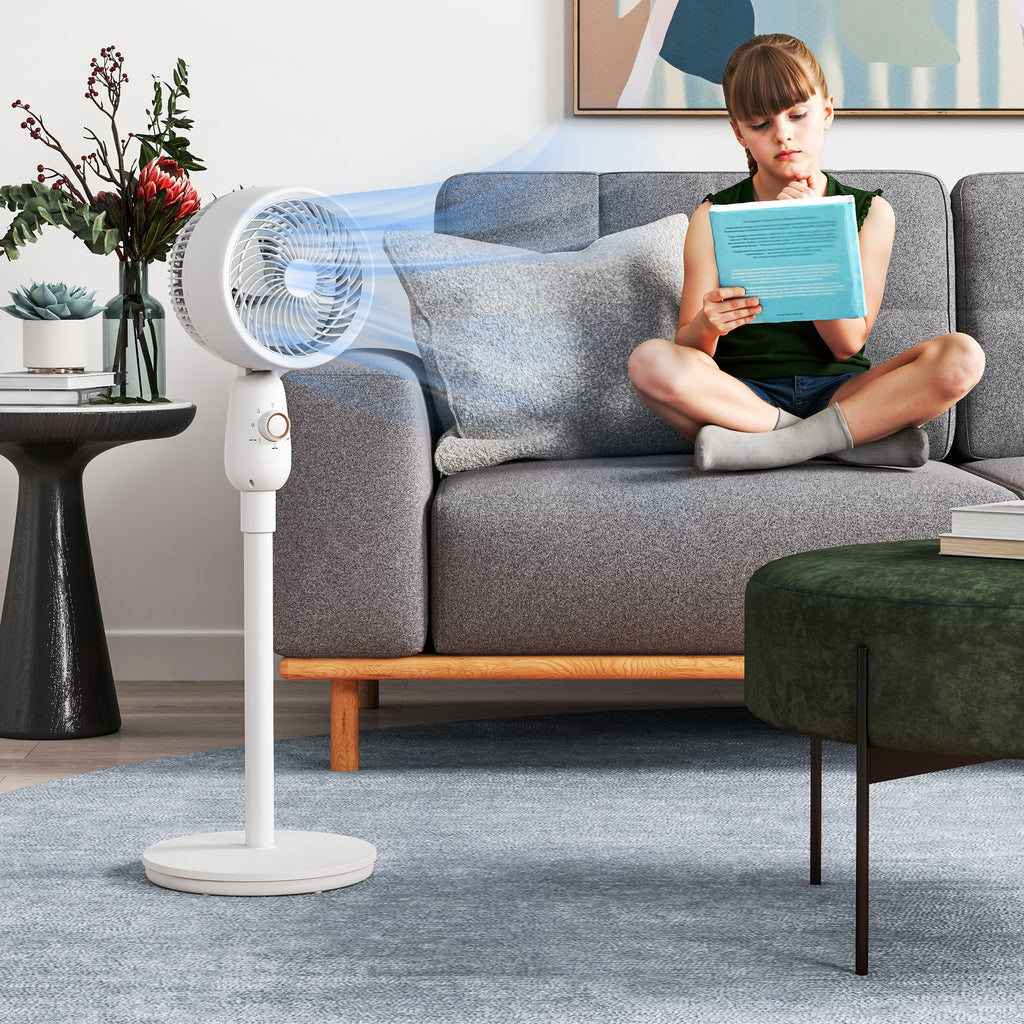 Pedestal Fan, Powerful Air Circulator, 36 Inch Floor Standing Fan with 3 Speed Settings, 70° Oscillating for Bedroom, Home and Office, White