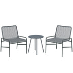 Outsunny 3 Piece Rattan Bistro Set, Outdoor Garden Furniture Set with 2 Chairs, Round Coffee Table for Patio, Balcony, Dark Grey