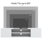 Floating TV Stand Cabinet for TVs up to 60", Wall Mounted TV Unit with Open Shelf, Storage Cupboards and Cable Management for Living Room, White